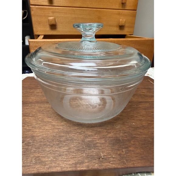 Anchor Hocking Other - Anchor Hocking Glass Mixing Bowl with Lid 1.5 Qt Ovenware Clear Ribbed Vintage